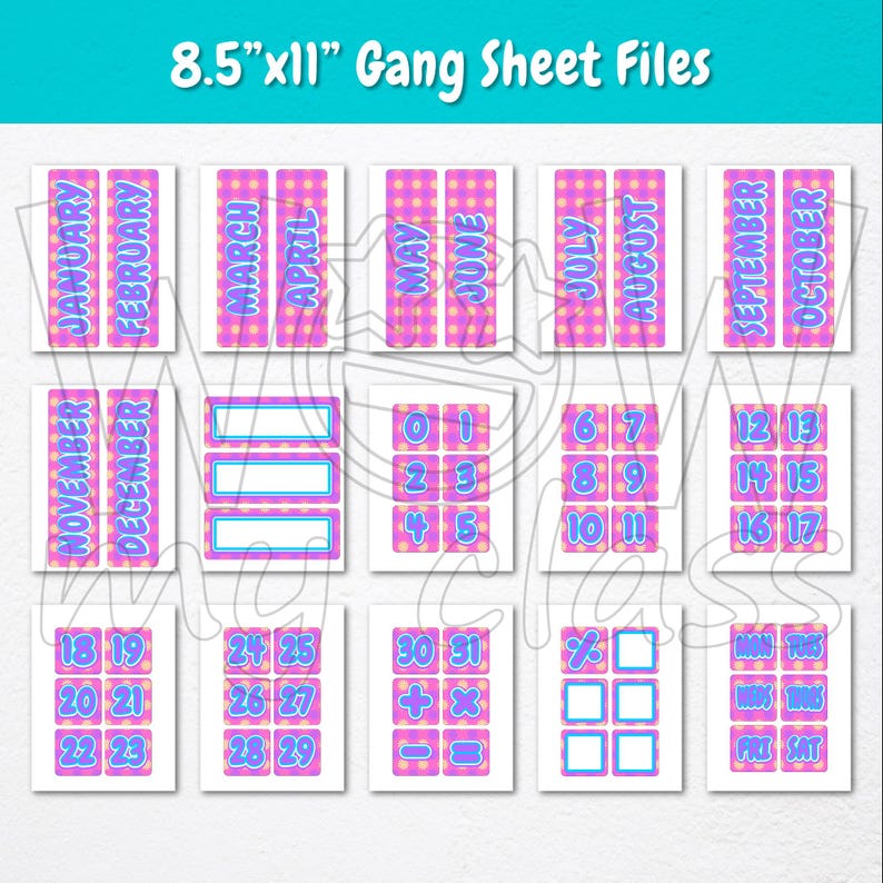 Wall Calendar - Pocket Chart for Teachers | Floral, Diamond, Checker ...
