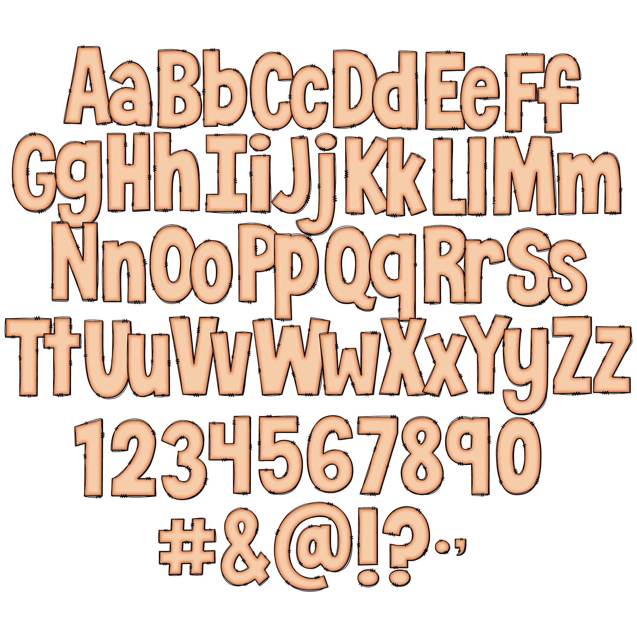 Pastels Doodle Alphabet PNG, Basic Doodle V3, Boho Pastel Rainbow ...