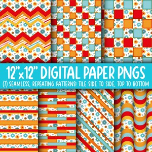 Wallpaper Achtergrond - Digitaal Papier | Naadloos | Chevron, baksteen, strepen, golvende retro | Lente, zomer, wolken, bloemen, strepen WA55LL-A199