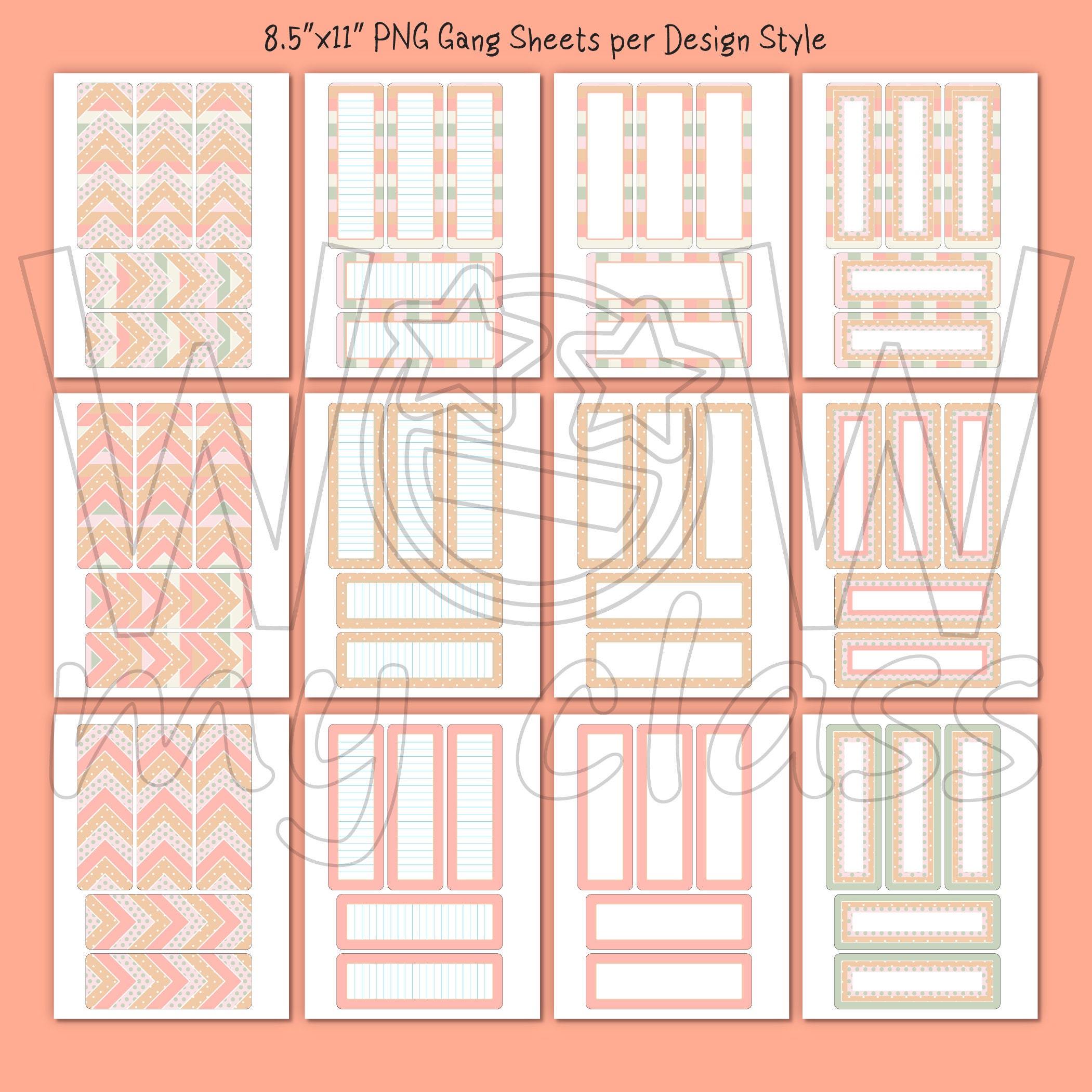 Digital Bookmarks (printable), Clipart Bundle Set of 12 | Lined & Blank ...