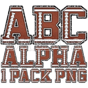 Voetbal Letters PNG, Pebble Grain Texture & Laces Pattern Fill Alpha, Block Varsity College Clipart Alphabet voor digitale download