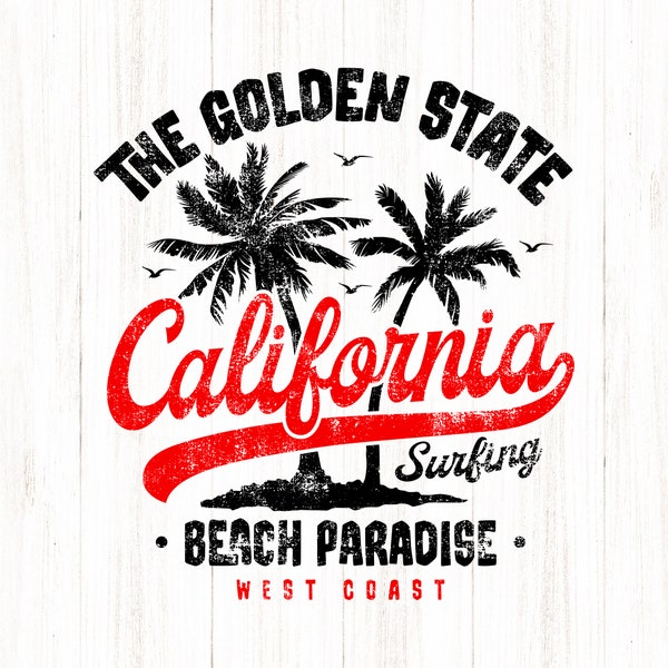 Retro California Beach PNG, Svg, Pdf, Solid or Distress PNG, Vintage, Print Cut, Cut File, Download, Palm Tree, Groovy, Classic Sublimation