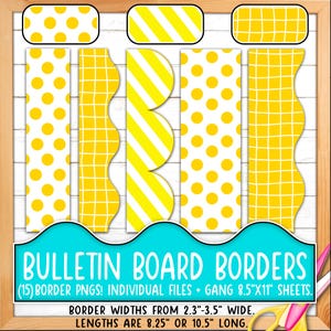 Rahmen für Pinnwände | Drucken & Schneiden, Nahtlose | Handgezeichnetes Gitter, Diagonale Streifen, Polka Dots, Gelb, Weiß BO55BO-A269