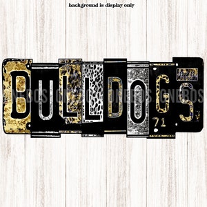 Aquarel kenteken Bulldogs PNG, Vegas Oud Goud Wit Grijs, Luipaard, Zwart, Sublimatie School Mascotte Woord Print, Print Cut, Kunst
