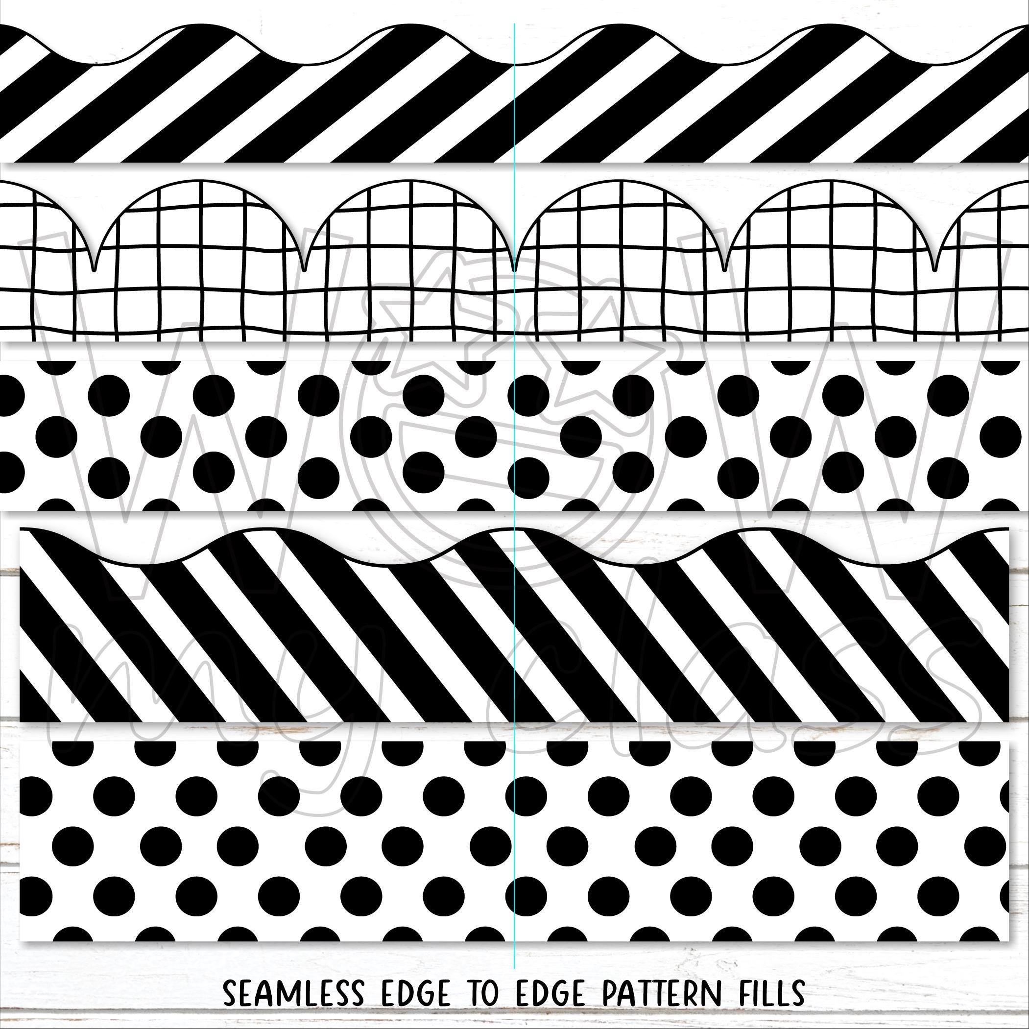 Borders for Bulletin Boards | Print & Cut, Seamless | Black, White