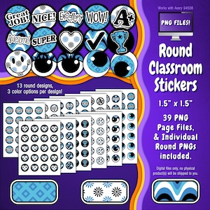 Stickerpakket | Individuele digitale stickers en Avery-velsjablonen | Bloemen, diamanten, geruit, groovy, blauw, zwart, wit ST55CK-A264