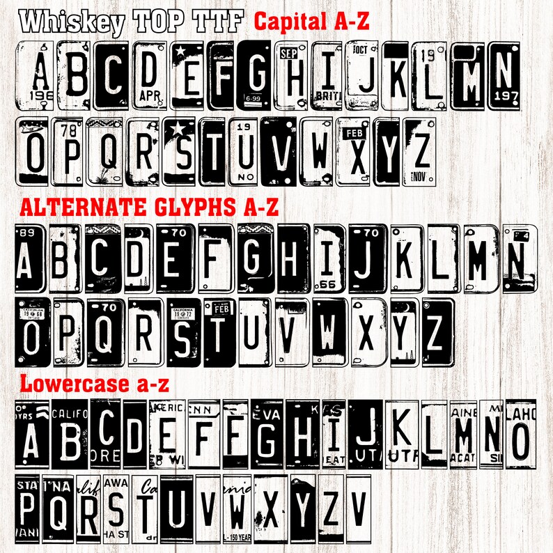 License Plate FONT Files 3 Ttf Fonts PNG Bundle and SVG Etsy