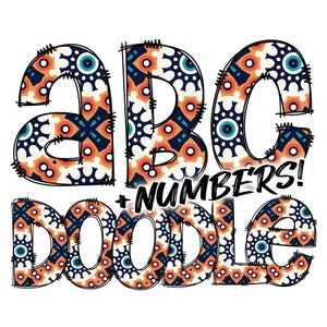 Download digital | Doodle Azul Coral 1 Preenchimento de Padrão | Pacote de alfabeto de pacote de clipart PNG | Letras e números