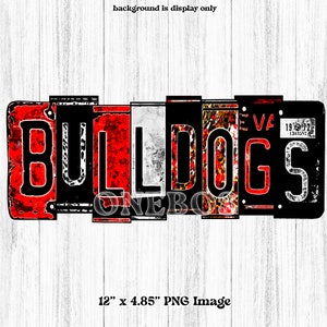 Bulldogs PNG, rojo, blanco, gris, negro, leopardo, acuarela, letras de matrícula, mascota escolar de sublimación, impresión de palabras, corte de impresión, arte