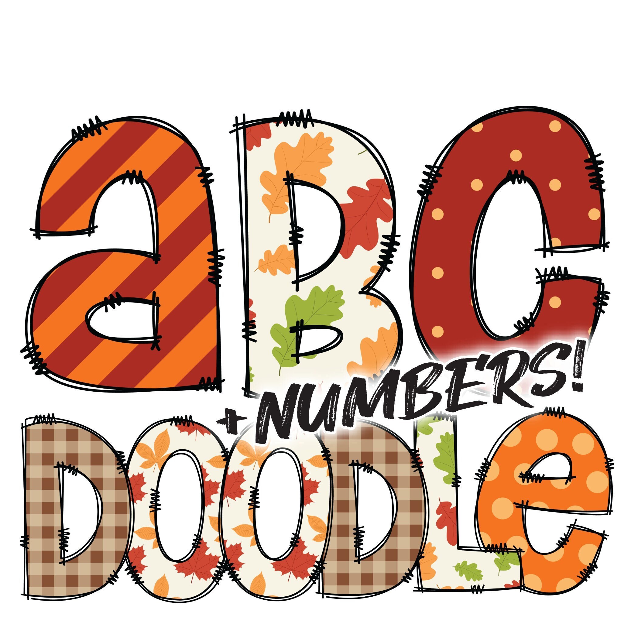 Digital Download | Doodle Letters Fall 1 Pattern Fill | PNG Clipart B…