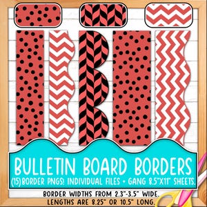 Rahmen für Pinnwände | Drucken & Schneiden, Nahtlose | Geometrische Formen, Kreise, Chevron, Polka Dots, Rot, Schwarz, Weiß BO55BO-A254