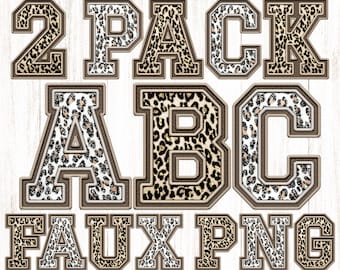秋のヒョウ柄PNGアルファベット、フェイク刺繍文字、ヒョウ柄、秋、感謝祭、ボヘミアンゴールドベージュ、ニュートラル、ダブルアスレチック、デジタル