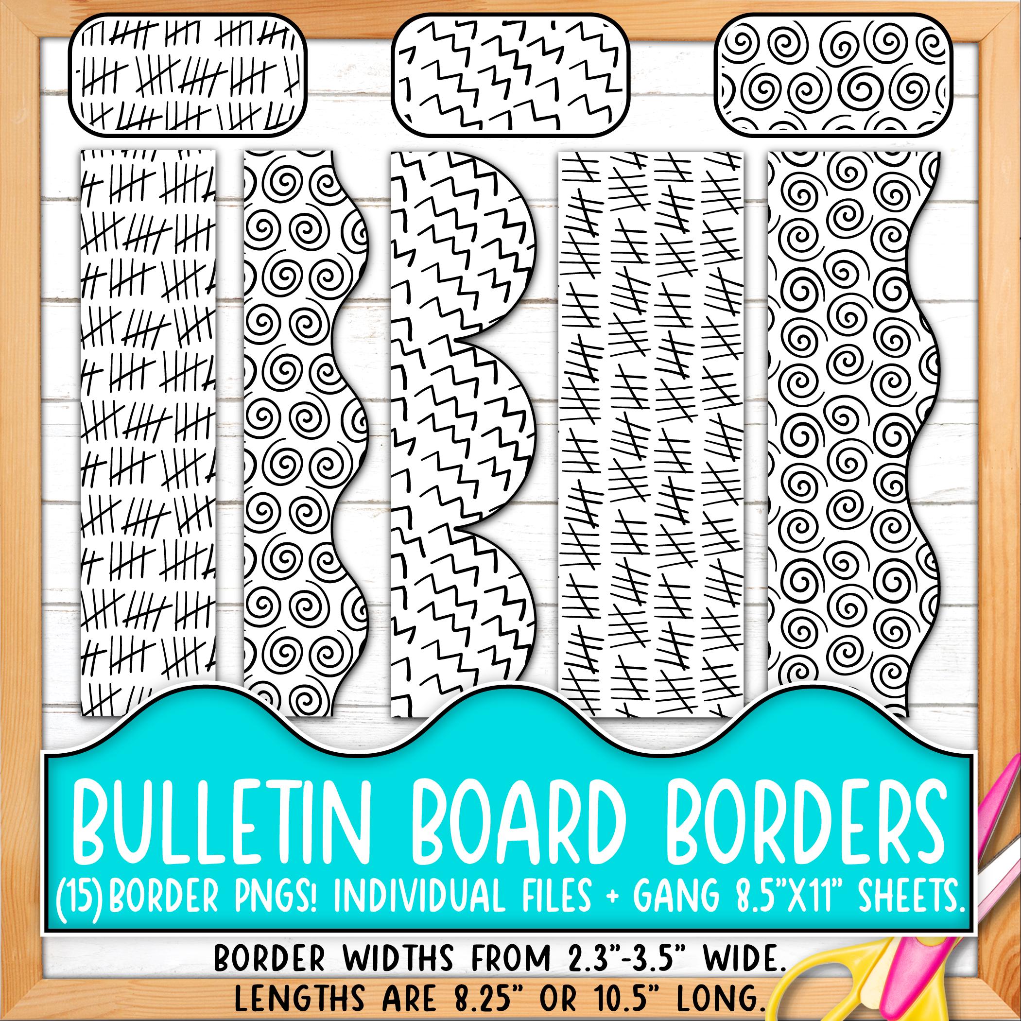 Borders for Bulletin Boards | Print & Cut, Seamless | Black, White