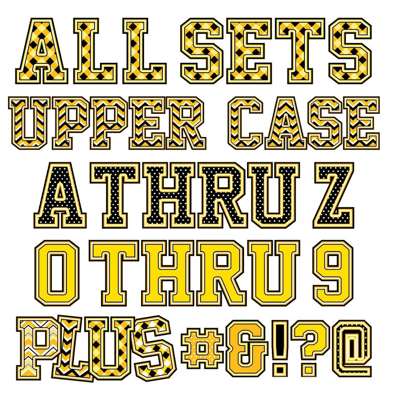 Pry Letters Preppy Pattern Alphabet Letters PNG Bundle | 9 Sets A-Z Numbers Symbols ...