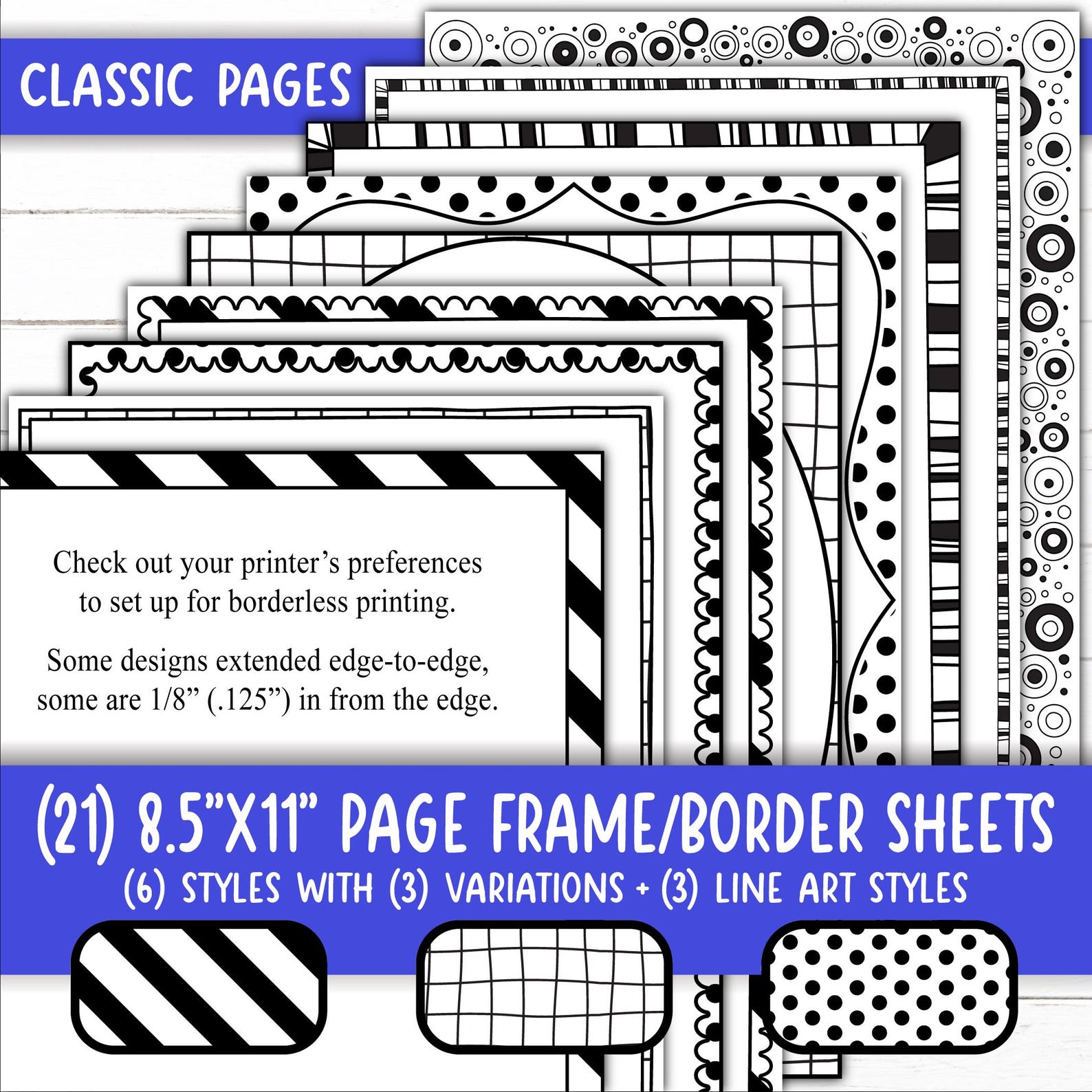 Framed Page Templates, Certificate & Award Style | Black, White, Ink ...