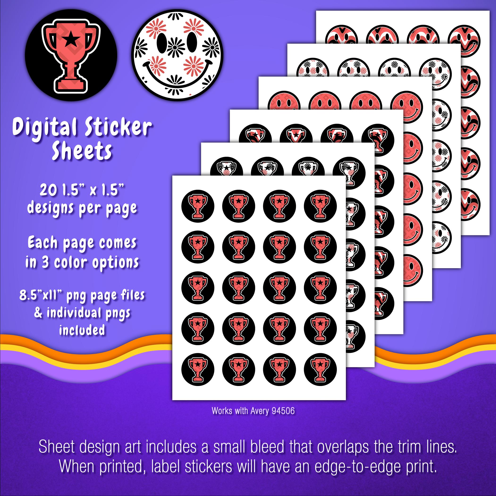 Sticker Pack | Individual Digital Stickers & Avery Sheet Templates ...