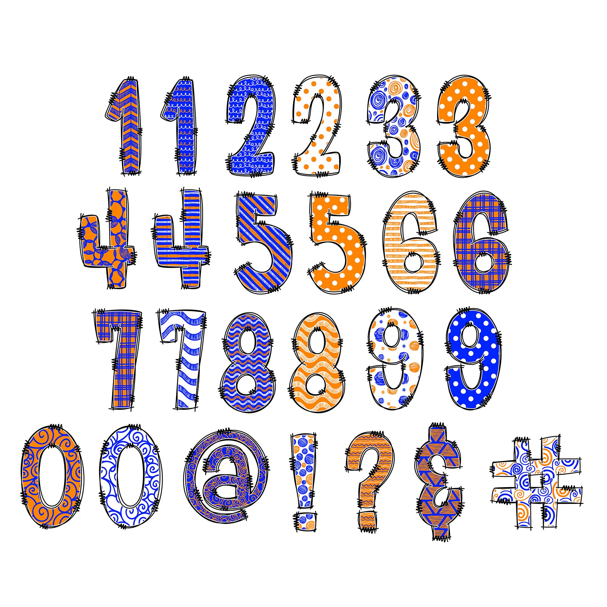 Double Alphabet Bundle | Royal Orange White | 2 Full Alpha & Number ...
