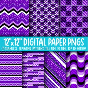 Behangachtergrond: digitaal papier | Naadloos | Geometrische vormen, cirkels, chevron, stippen, paars, zwart, wit WA55LL-A257
