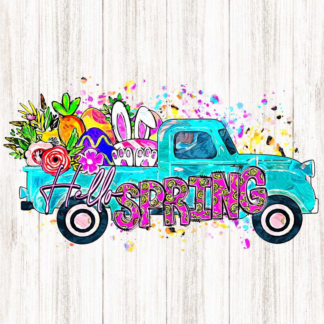 Hello Spring, Easter Truck PNG | Watercolor, Traditional, Painted Art ...