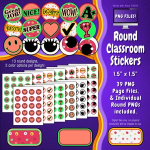 Stickerpakket | Individuele digitale stickers en Avery-velsjablonen | Boho, Cirkels, Stippen, Retro, Neutraal, Rustig, Rood, Groen ST55CK-A207