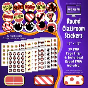 Stickerpakket | Individuele digitale stickers en Avery-velsjablonen | Raster, diagonale strepen, stippen, rood, wit, zwart ST55CK-A244