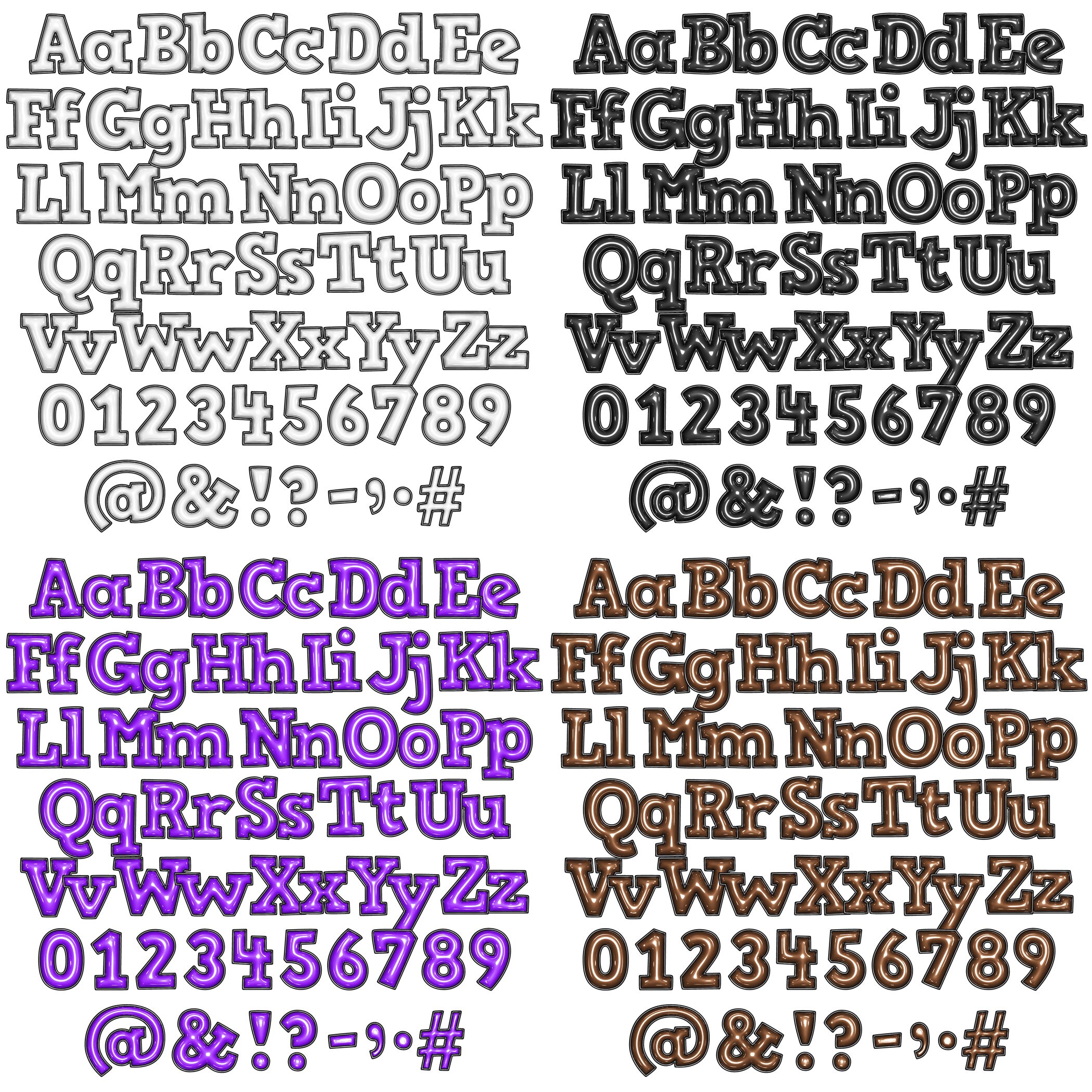 Inflated Alphabets PNG Bundle, 10 Pack of 3D Puff Inflated Full Alpha ...