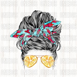 Crawfish Lemon Messy Bun, Mom Bun, Lustiges Crawdad Muster in Stirnband Schleife, Lemon Sonnenbrille, Animal Fruit Print, Kochen, Kochout, Mardi Gras