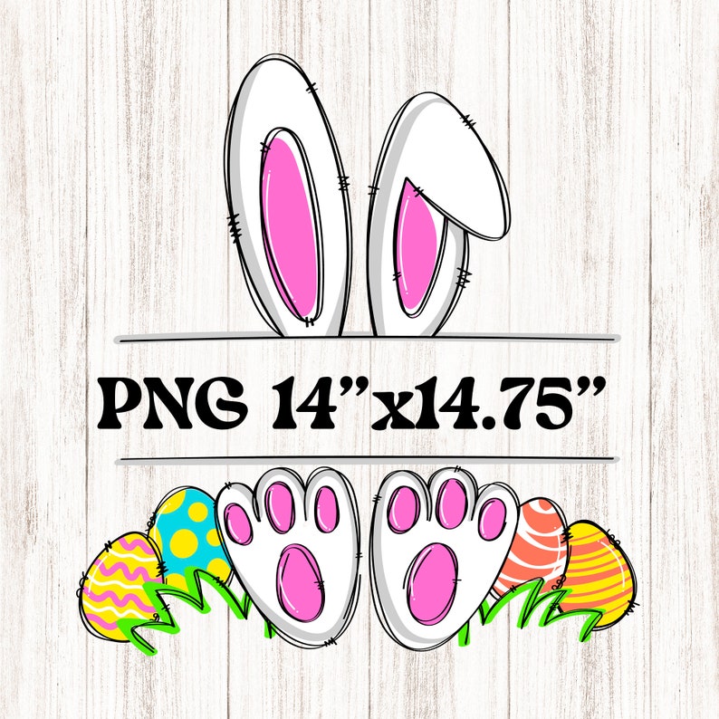 Doodle PNG Line Art Bunny PNG Split Name Custom Half Split - Etsy