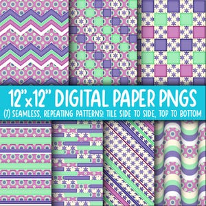 Behangachtergrond: digitaal papier | Naadloos | Cirkels, stippen, sterren, geometrisch, paars, lavendel, roze, groen, groenblauw WA55LL-A235