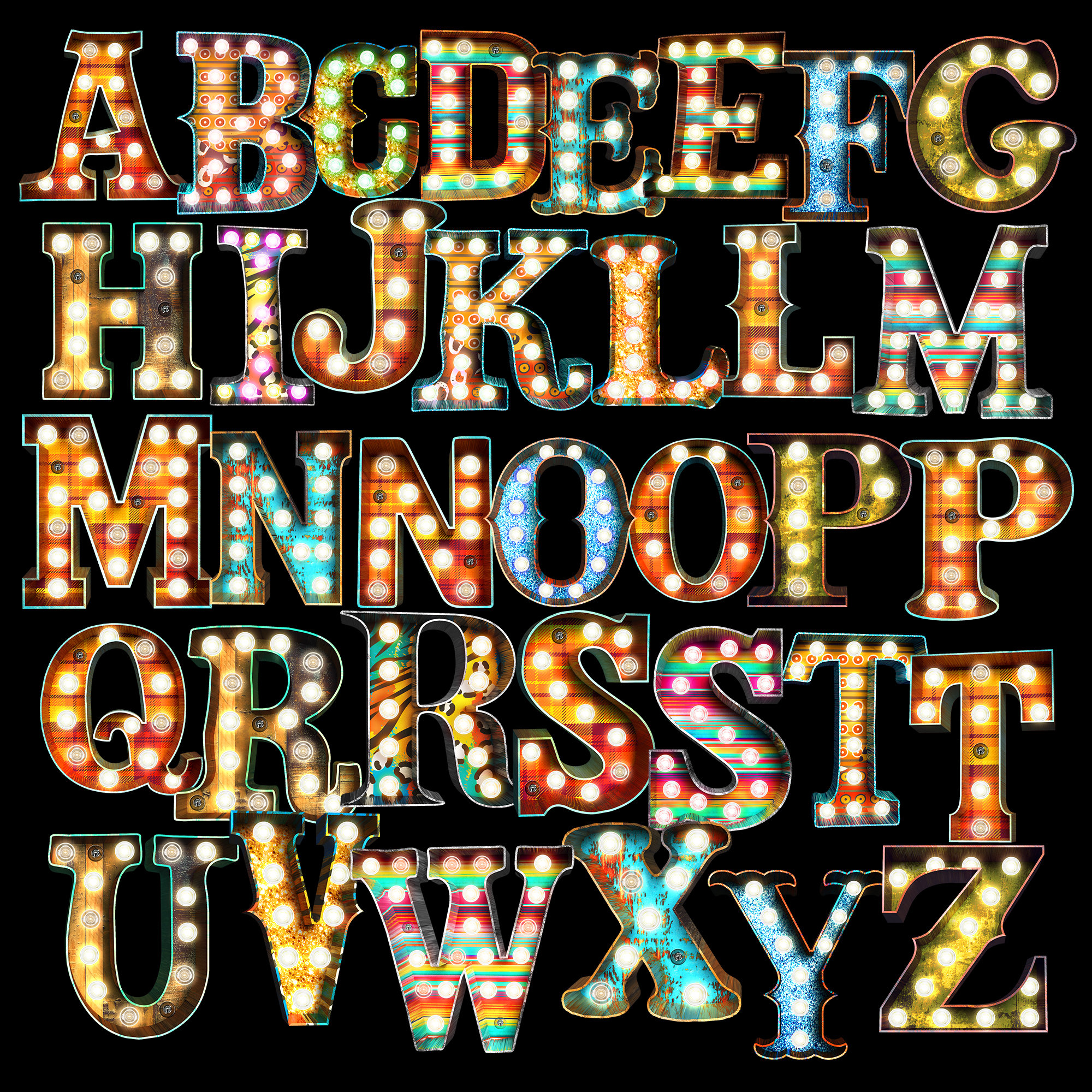 Digital Download NEW Funky Fall Pattern Glittery Letter Lights - Etsy