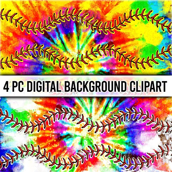 Tie Dye Grunge Baseball Softball Clip Art Backgrounds Etsy