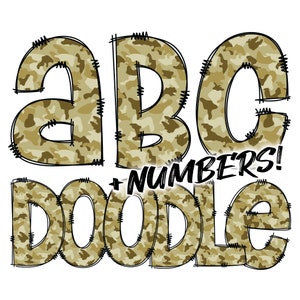 Descarga digital / Doodle Brown Camouflage Pattern Fill / PNG Clipart Bundle Alphabet Pack / Letras y números