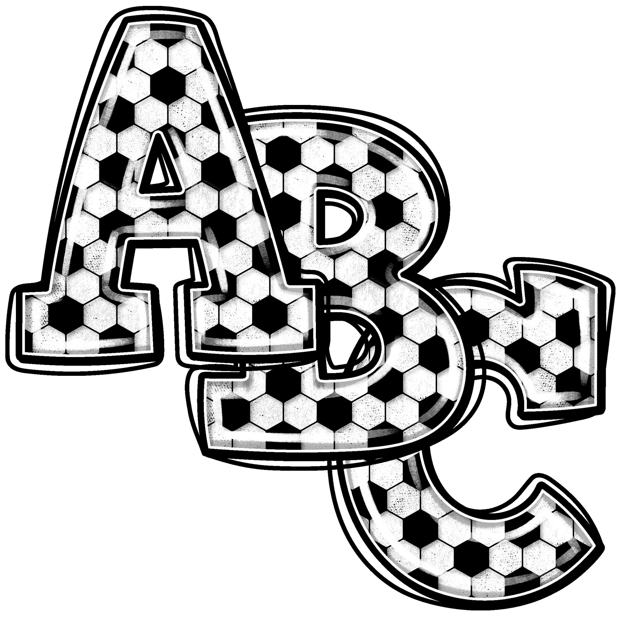 Soccer Doodle Alphabet PNG, Digital Download, Casual Hand Drawn Letters ...