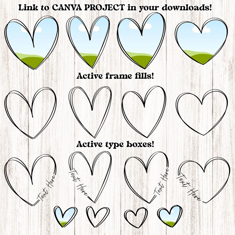 Doodle Heart Drawings SVG Bundle, Hand Drawn Line Hearts Set of 10 in ...
