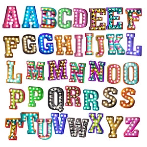 Digital Download | Faux Funky Pattern Marquee Letters & Numbers | PNG ...