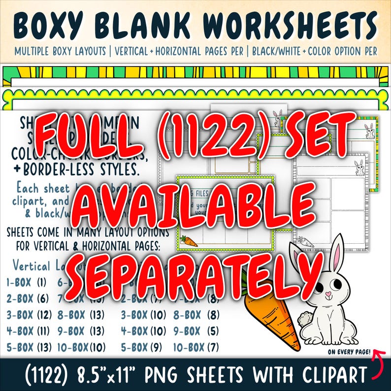 Worksheet Templates (blank With Clipart Added) - Boxy - Mini Set ...