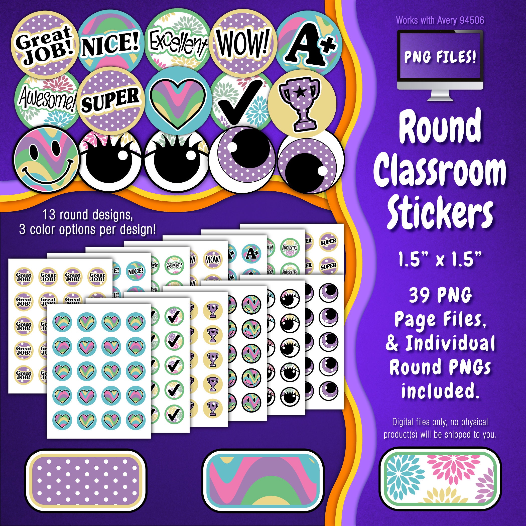 Sticker Pack | Individual Digital Stickers & Avery Sheet Templates ...