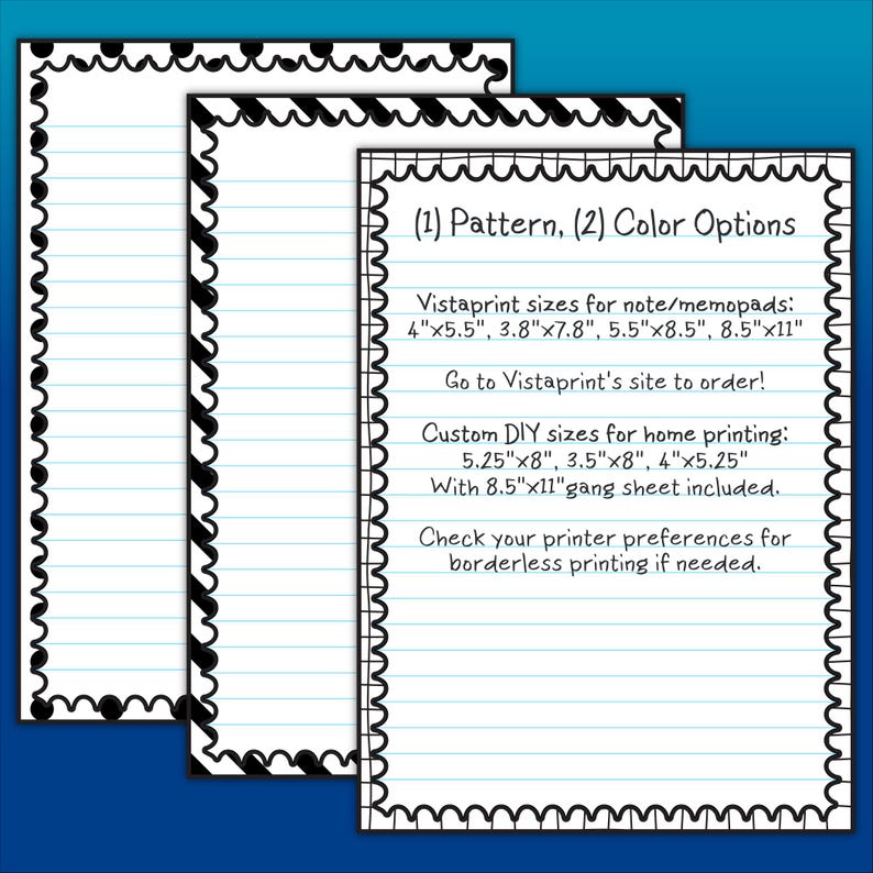 Stationery Pack | Printable & Vistaprint Compatible | Use Less Ink ...