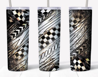 Dirt Grunge Racing Tumbler Wrap, Skinny 20 oz Checker Strepen, Dirt Bike Tracks, Rustiek Gravel, Splatter Vintage, Abstract, Sublimatie PNG