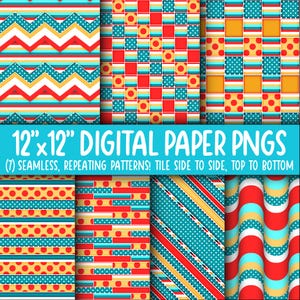 Behangachtergrond: digitaal papier | Naadloos | Stippen, ministippen, strepen, veelkleurig, rood, geel, blauwgroen, groenblauw WA55LL-A232