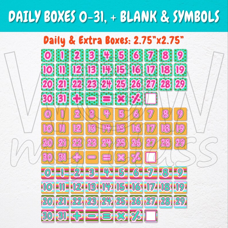 Wall Calendar Pocket Chart for Teachers Polkadots, Mini Dot, Stripes