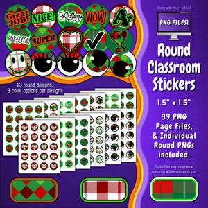 Stickerpakket | Individuele digitale stickers en Avery-velsjablonen | Geruit, ruitprint, Schotse ruit, kerstmis, rood, groen, wit ST55CK-A233