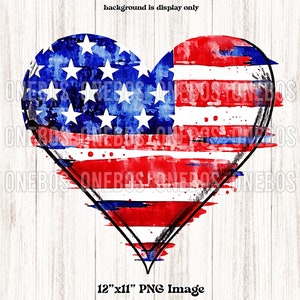 4. Juli Herz Png, Stars n Stripes, Splatter Grunge Doodle Clipart Herz Aquarell, Punk amerikanische Flagge Print für DTF, Sublimation, FIll