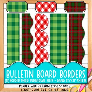 Rahmen für Pinnwände | Drucken & Schneiden, Nahtlose | Kariert, Kariert, Buffalo, Tartan, Weihnachtsmuster, Rot, Grün, Weiß BO55BO-A234