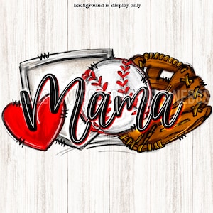 Mamá de béisbol PNG, Sublimación de mamá de béisbol dibujada a mano, Doodle de béisbol PNG, Descarga digital
