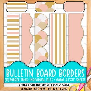 Bordüren für Pinnwände | Druck & Schnitt, Nahtlos | Klassenzimmer Board Tür Dekor | Meerjungfrauenschwanz, Streifen, Boho, Neutral, Ruhig BO55BO-A210