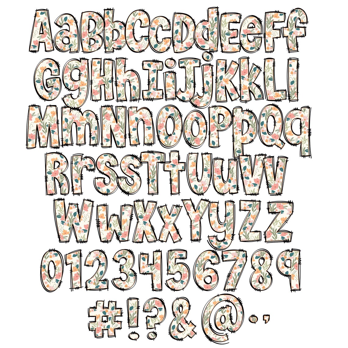 Boho Easter PNG Alphabet Pack, 4 Sets of Boho Spring, Floral, Chick ...