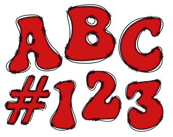 Digital Download | Doodle Retro AG - Red Vintage | Hand Drawn Alphabet Clipart Bundle Pack Letters and Numbers - No.6