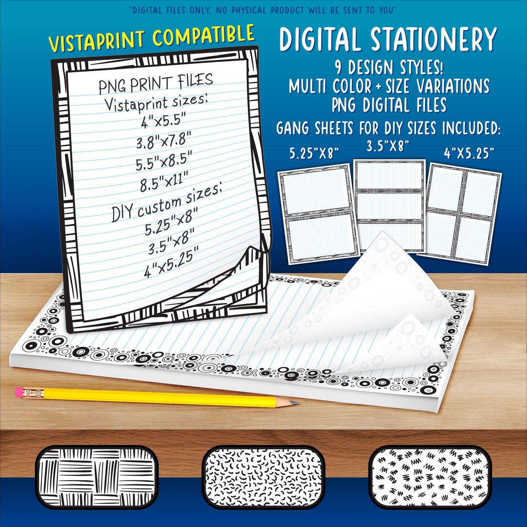 Stationery Pack | Printable & Vistaprint Compatible | Ink Saver, Woven ...
