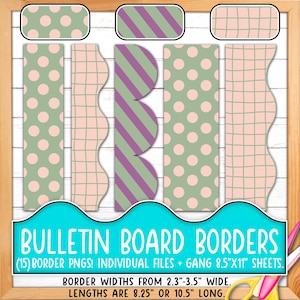 Rahmen für Pinnwände | Drucken & Schneiden, Nahtlose | Gitter, Diagonal Streifen, Polka Dots, Boho, Calm, Grün, Lila, Pink BO55BO-A240